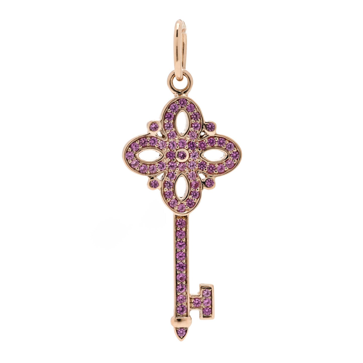 18K Rose Gold Pink Sapphire Mini Victoria Key Pendant