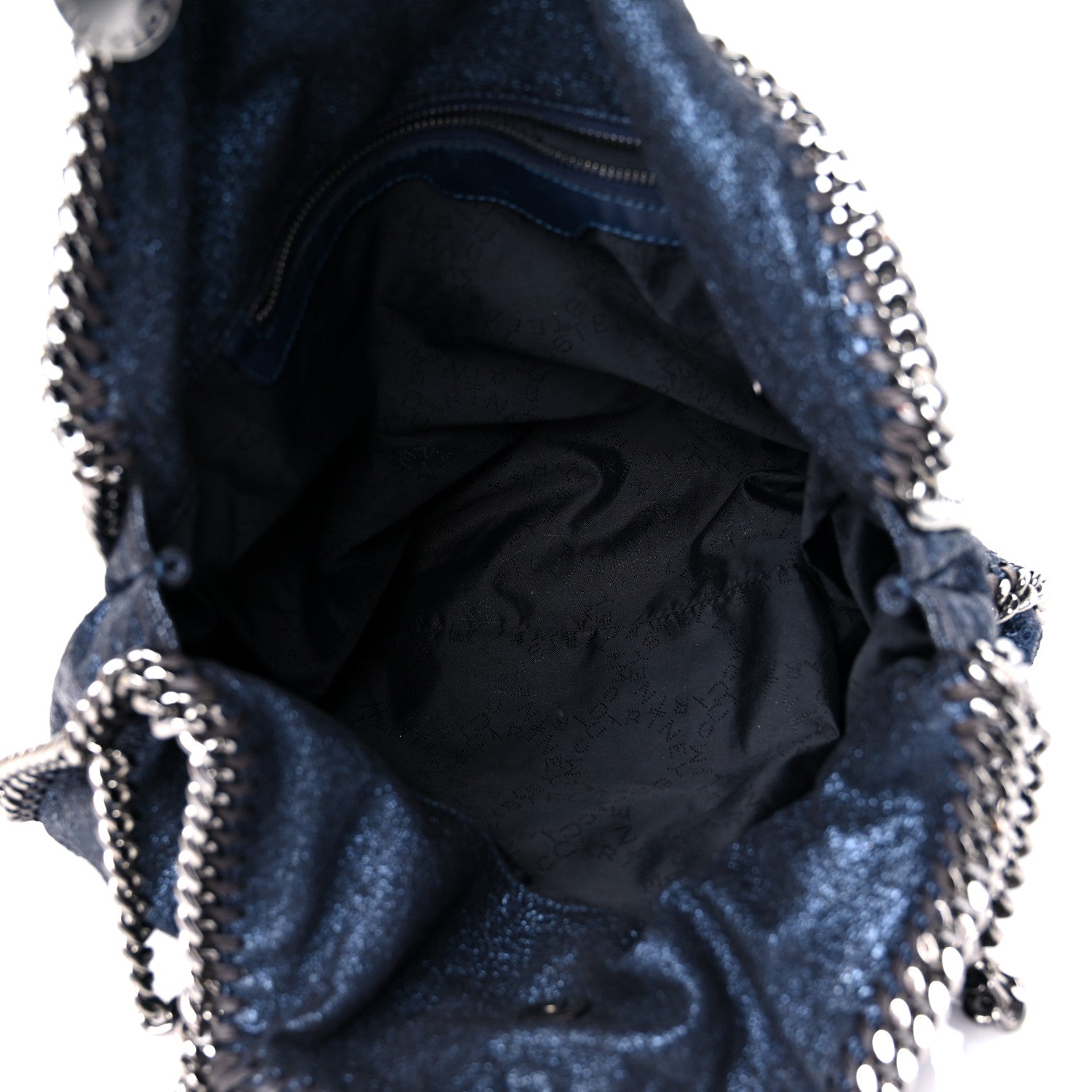 Stella McCartney Metallic Crackle Falabella Fold Over Tote Navy 5 of 10