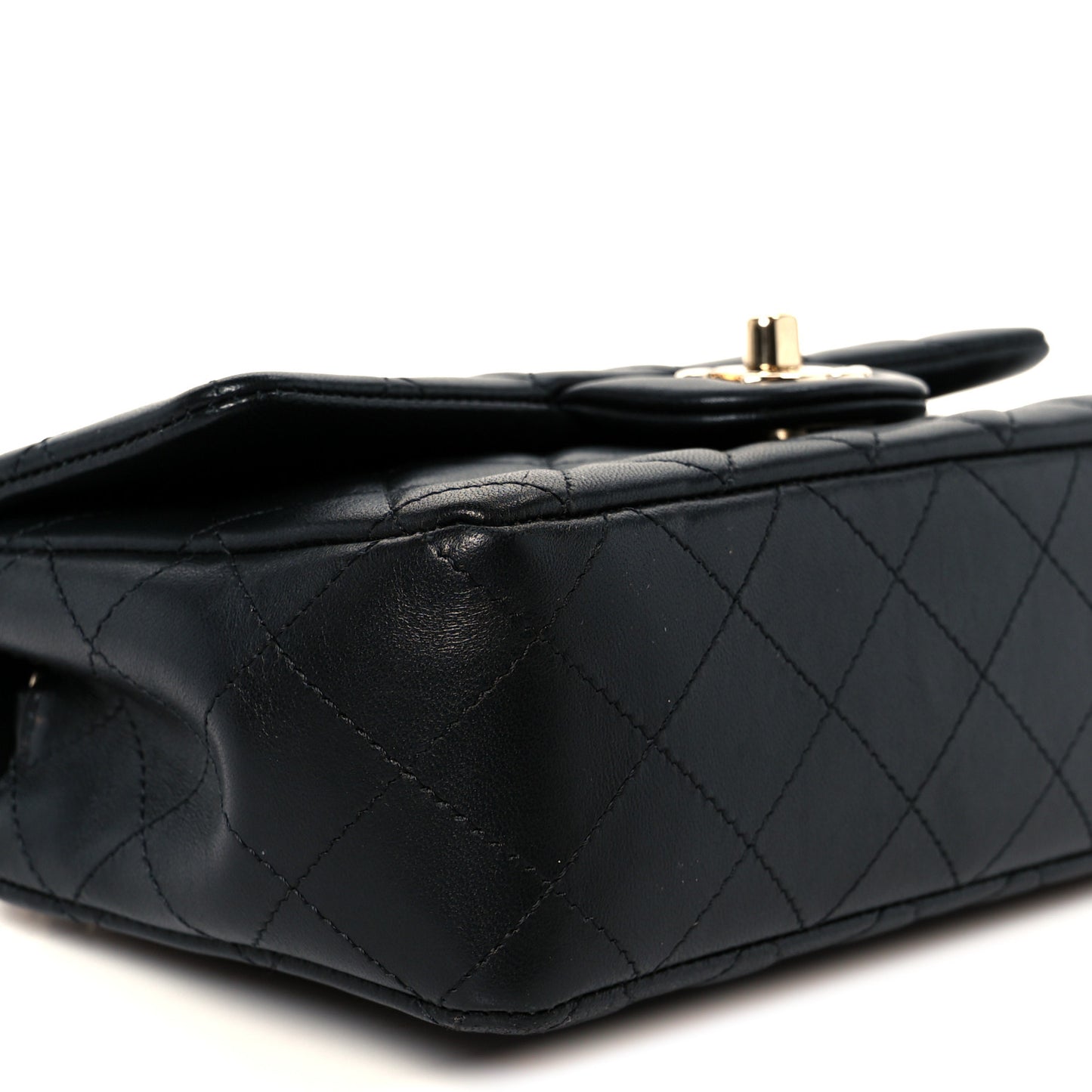 Lambskin Quilted Mini Coco Charms Rectangular Flap Black