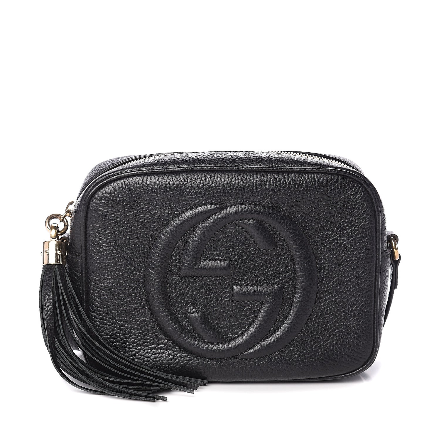 Pebbled Calfskin Small Soho Disco Bag Black