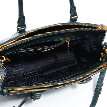 Prada Saffiano Lux Small Double Zip Tote Smeraldo 5 of 13