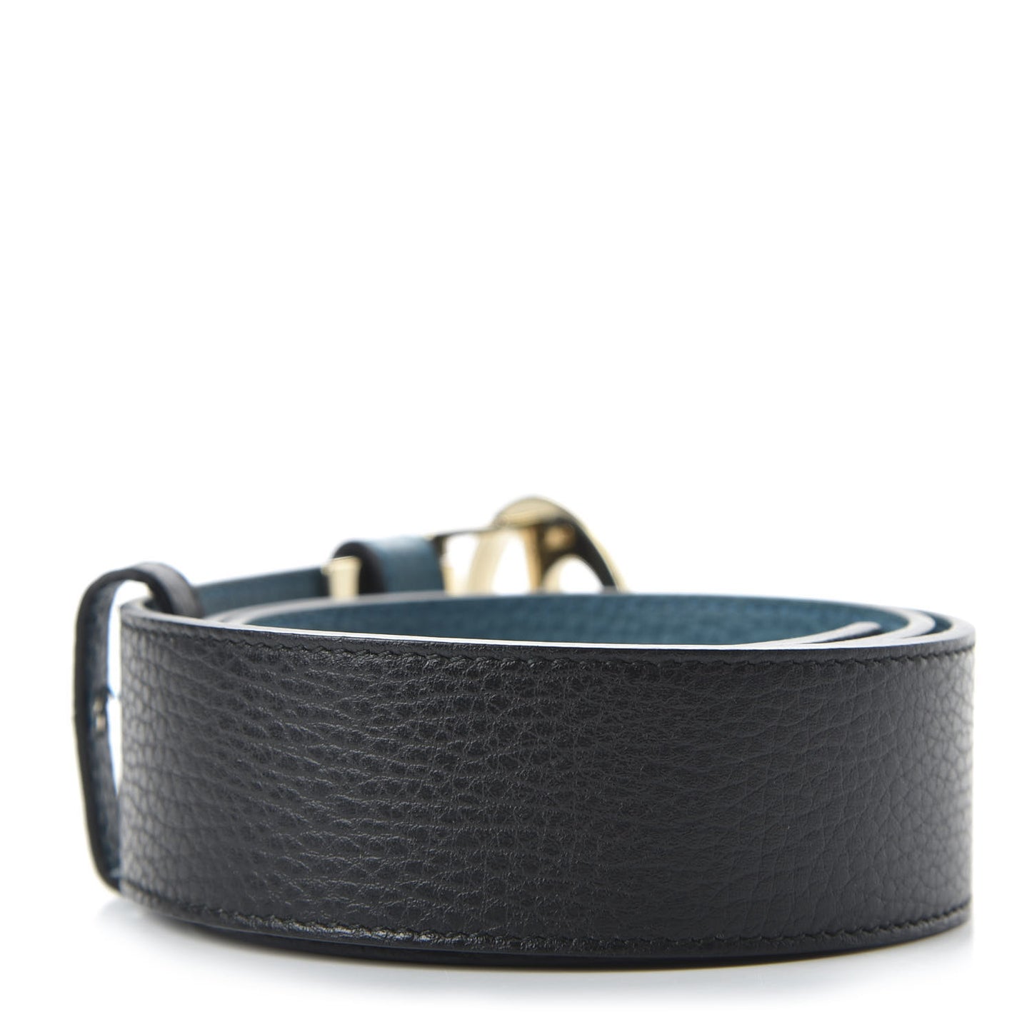 Dollar Calfskin 1973 Reversible Belt 80 32 Black Deep Cobalt