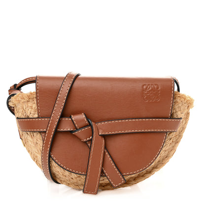 Loewe Calfskin Raffia Mini Gate Crossbody Bag Natural Tan 1 of 13