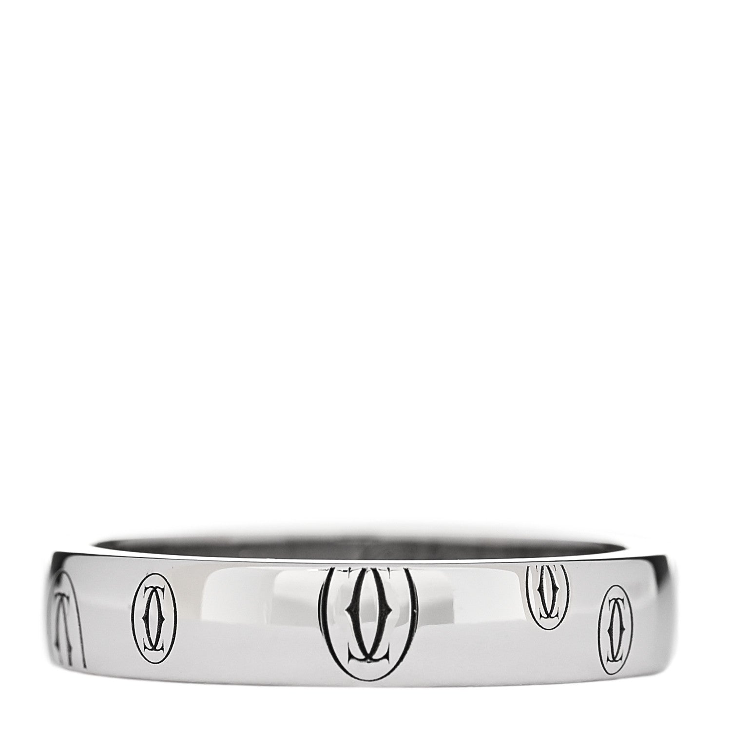 Cartier 18K White Gold 4mm Happy Birthday Band Ring 55 7.25 1 of 4