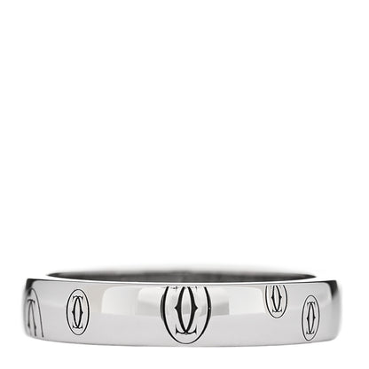 Cartier 18K White Gold 4mm Happy Birthday Band Ring 55 7.25 1 of 4