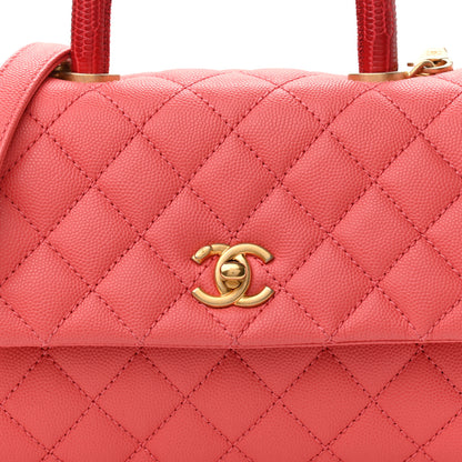 Chanel Caviar Lizard Embossed Quilted Mini Coco Handle Flap Pink 8 of 15