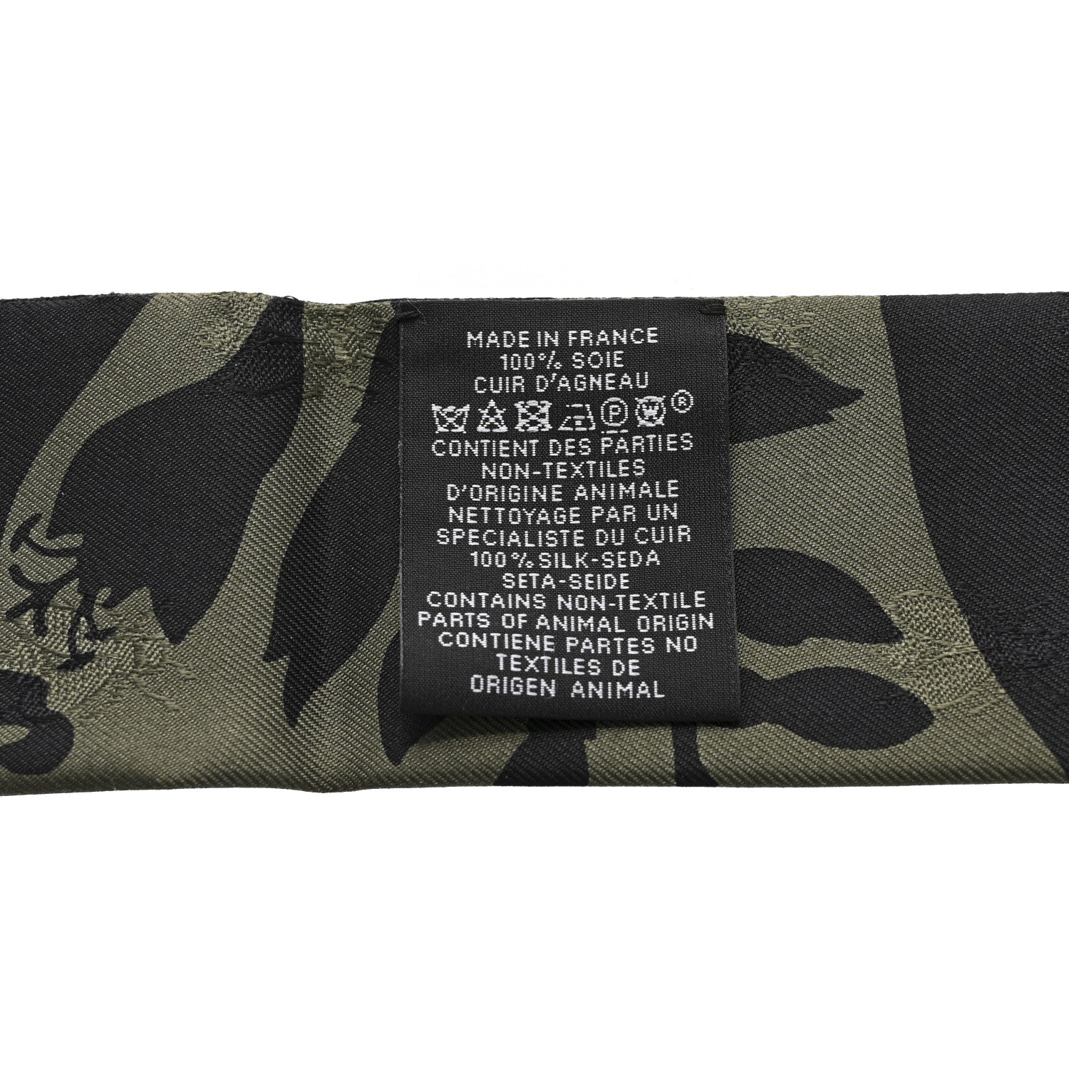 Hermes Silk Calfskin Bouquet Final Fringed Twilly Vert Loden Black 4 of 5