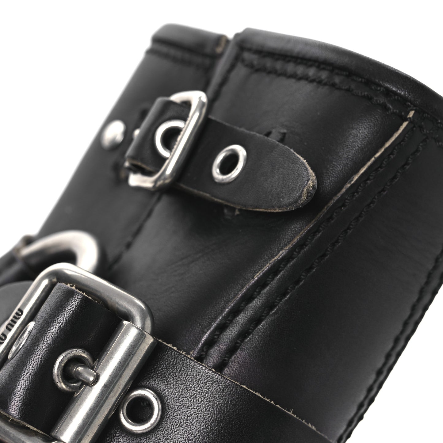 Calfskin Harness Engineer Boots 35 Black