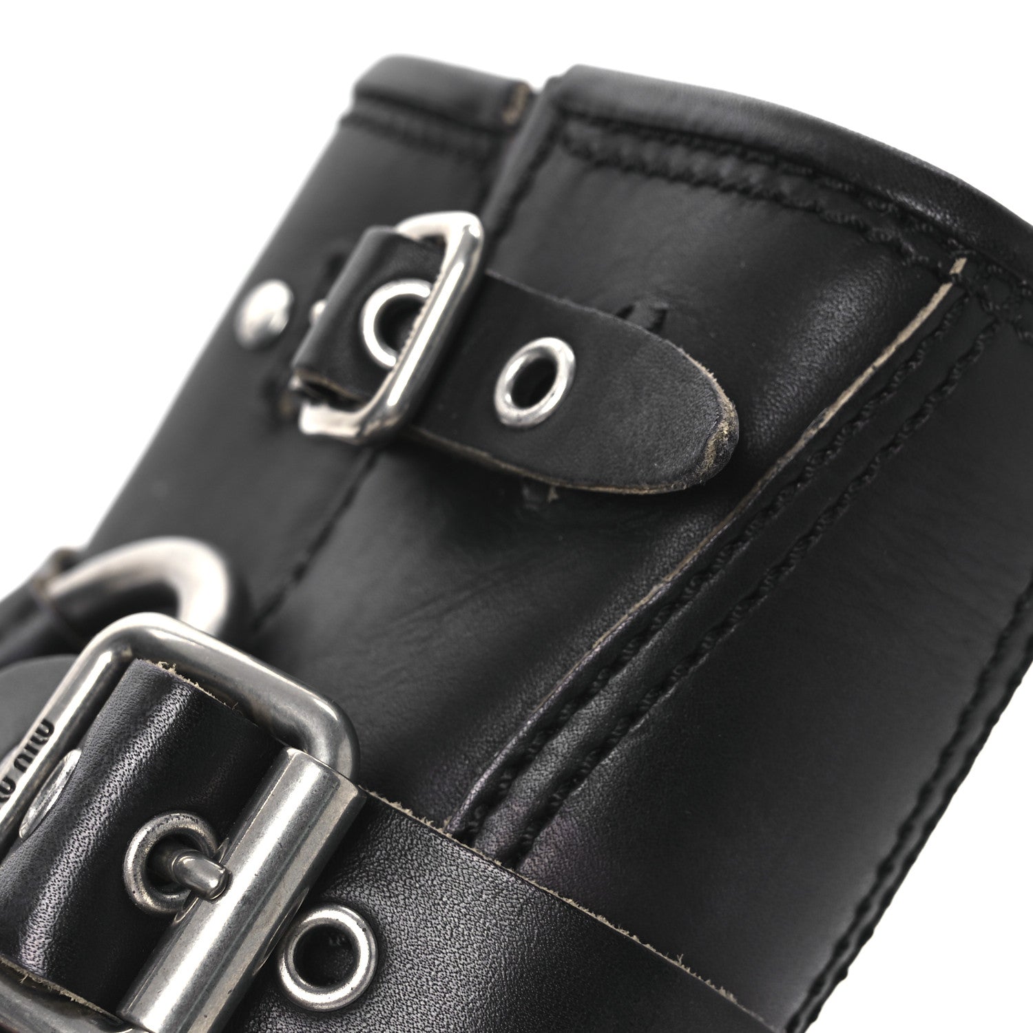 Miu Miu Calfskin Harness Engineer Boots 35 Black 12 of 14