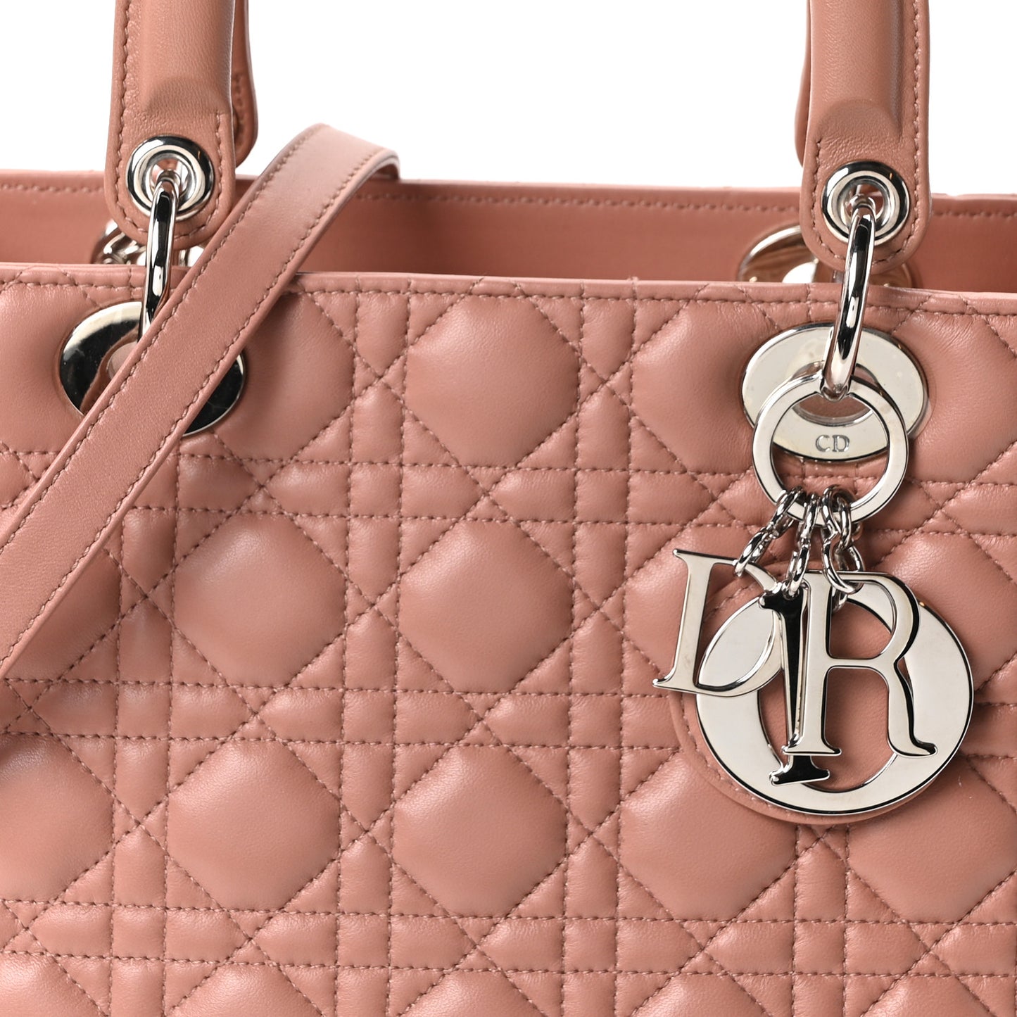 Lambskin Cannage Medium Lady Dior Bois de Rose