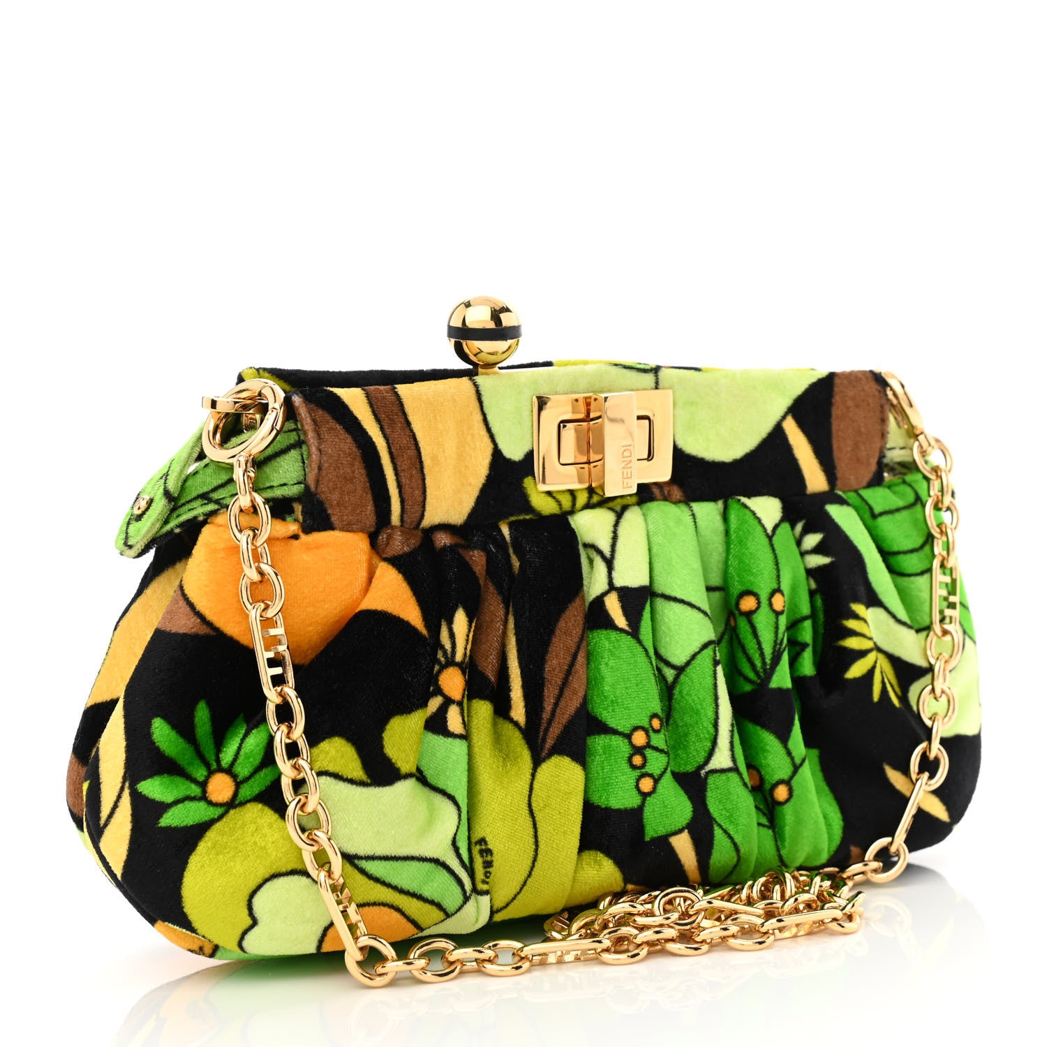 Fendi Velvet Dream Garden Small Peekaboo Click Bag Verde Multicolor Black 3 of 10