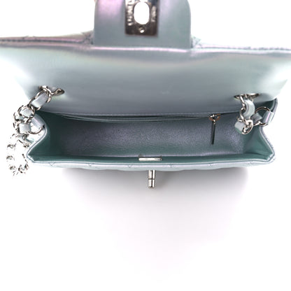 Chanel Iridescent Calfskin Quilted Mini Rectangular Flap Light Blue 5 of 11