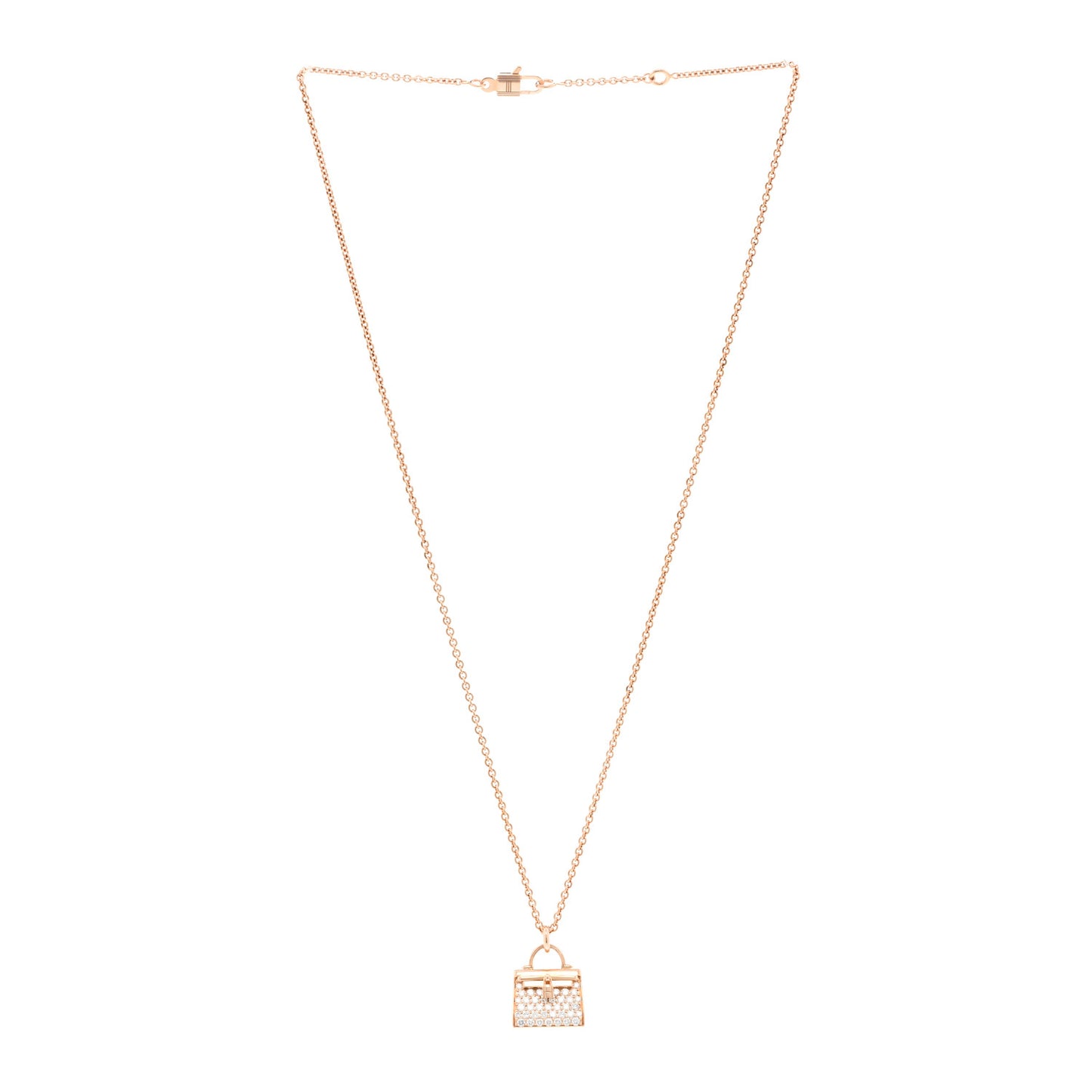 18K Rose Gold Diamond Kelly Amulettes Pendant Necklace