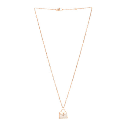 Hermes 18K Rose Gold Diamond Kelly Amulettes Pendant Necklace 3 of 6