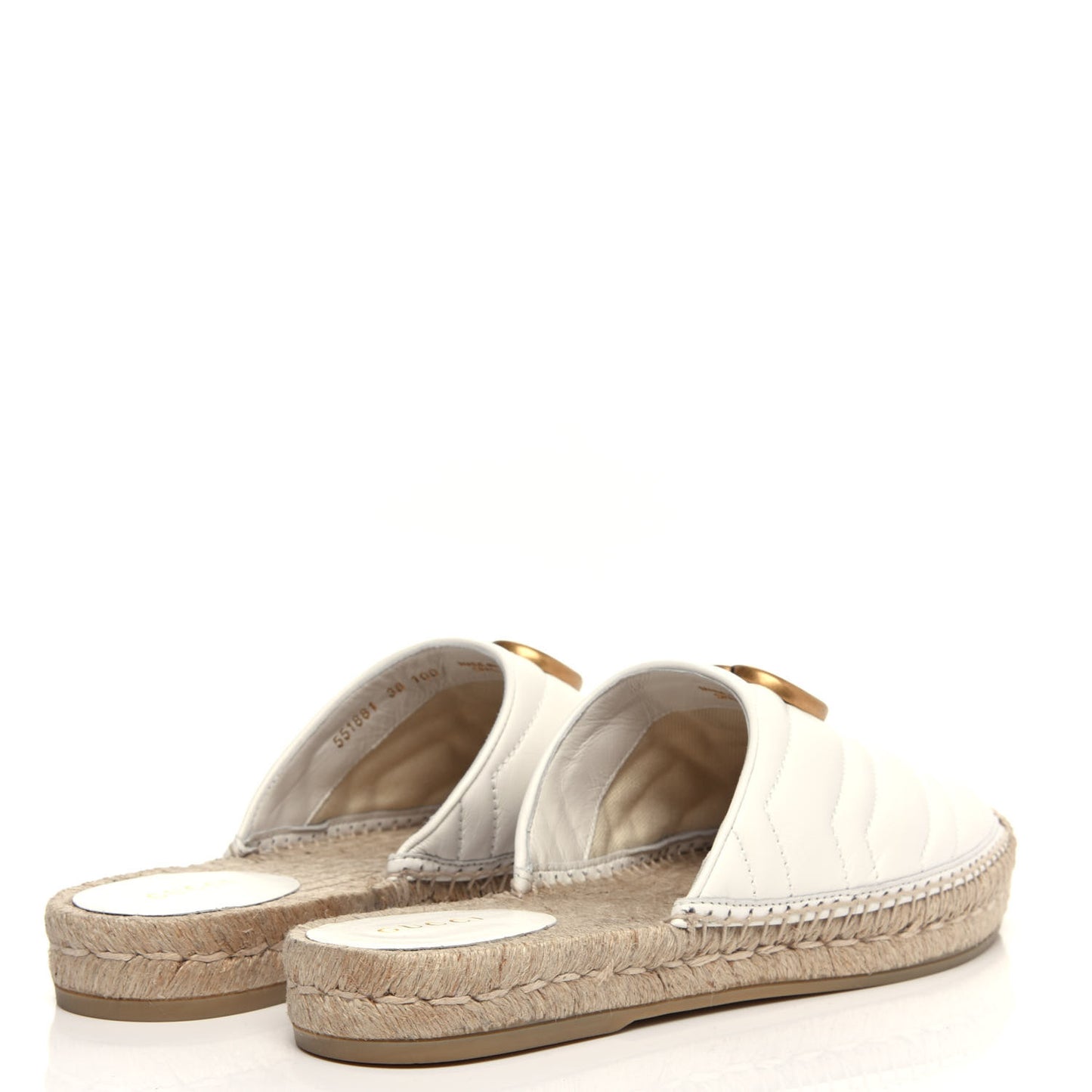 Nappa Matelasse GG Marmont Espadrille Slippers 38 Great White