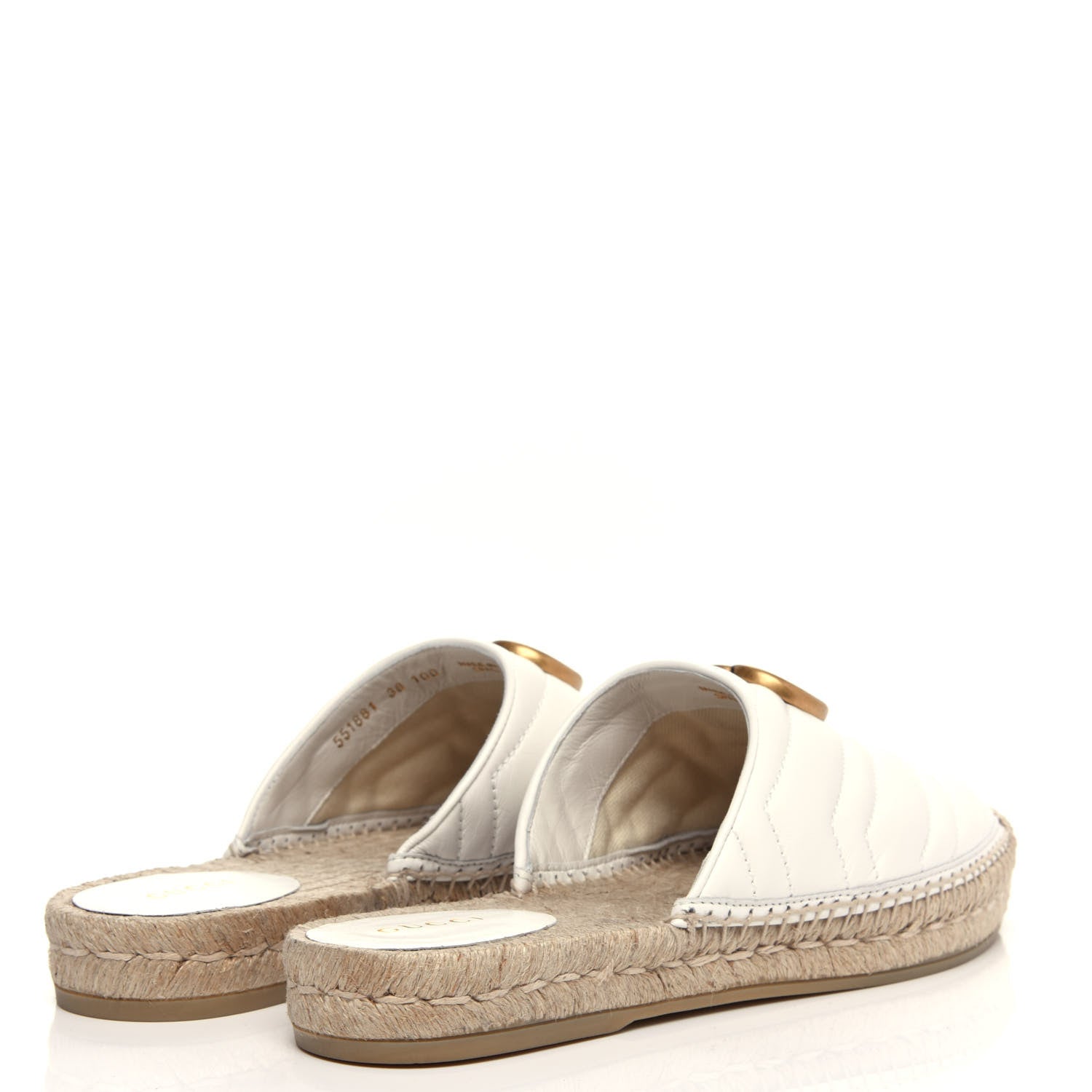 Gucci Nappa Matelasse GG Marmont Espadrille Slippers 38 Great White 3 of 10