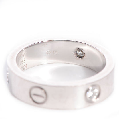 Cartier 18K White Gold 3 Diamond 5.5mm LOVE Ring 58 8.25 4 of 5