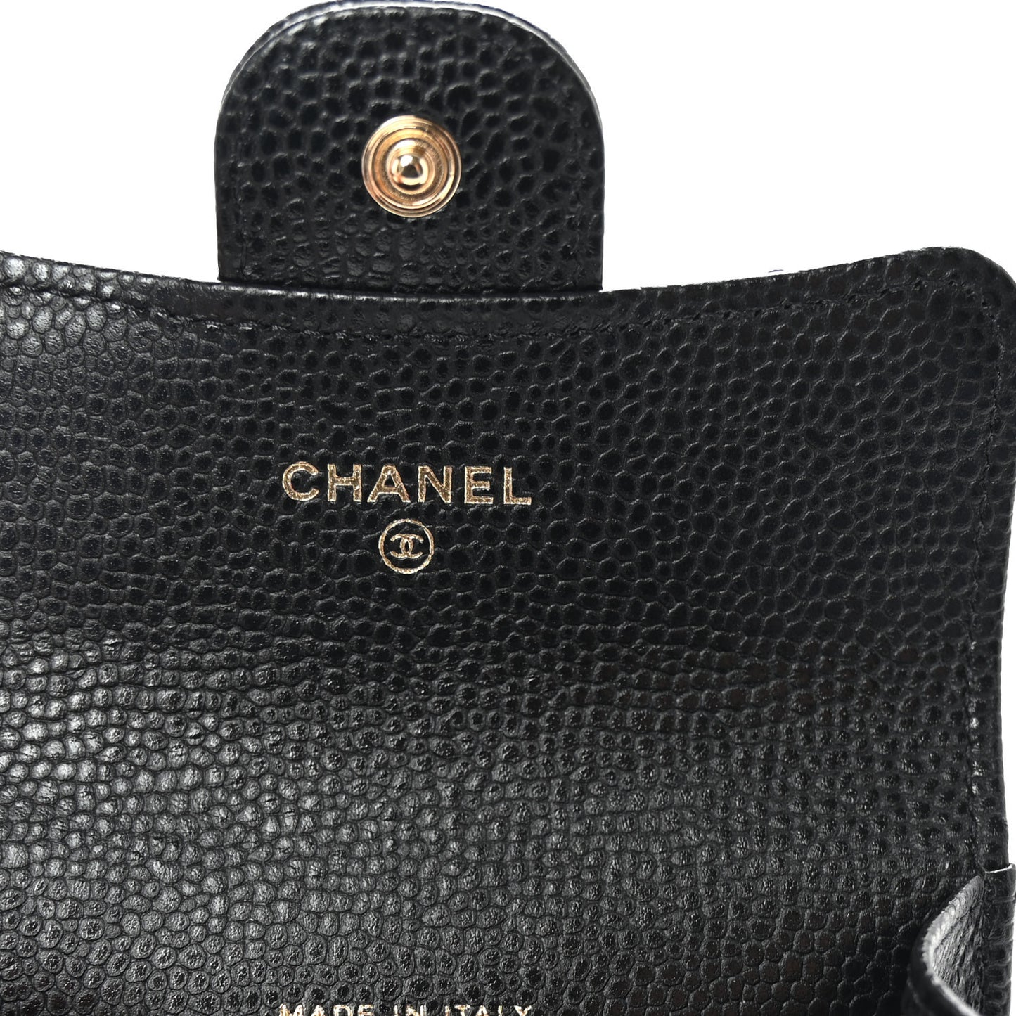Caviar Quilted Flap Card Holder Wallet Black