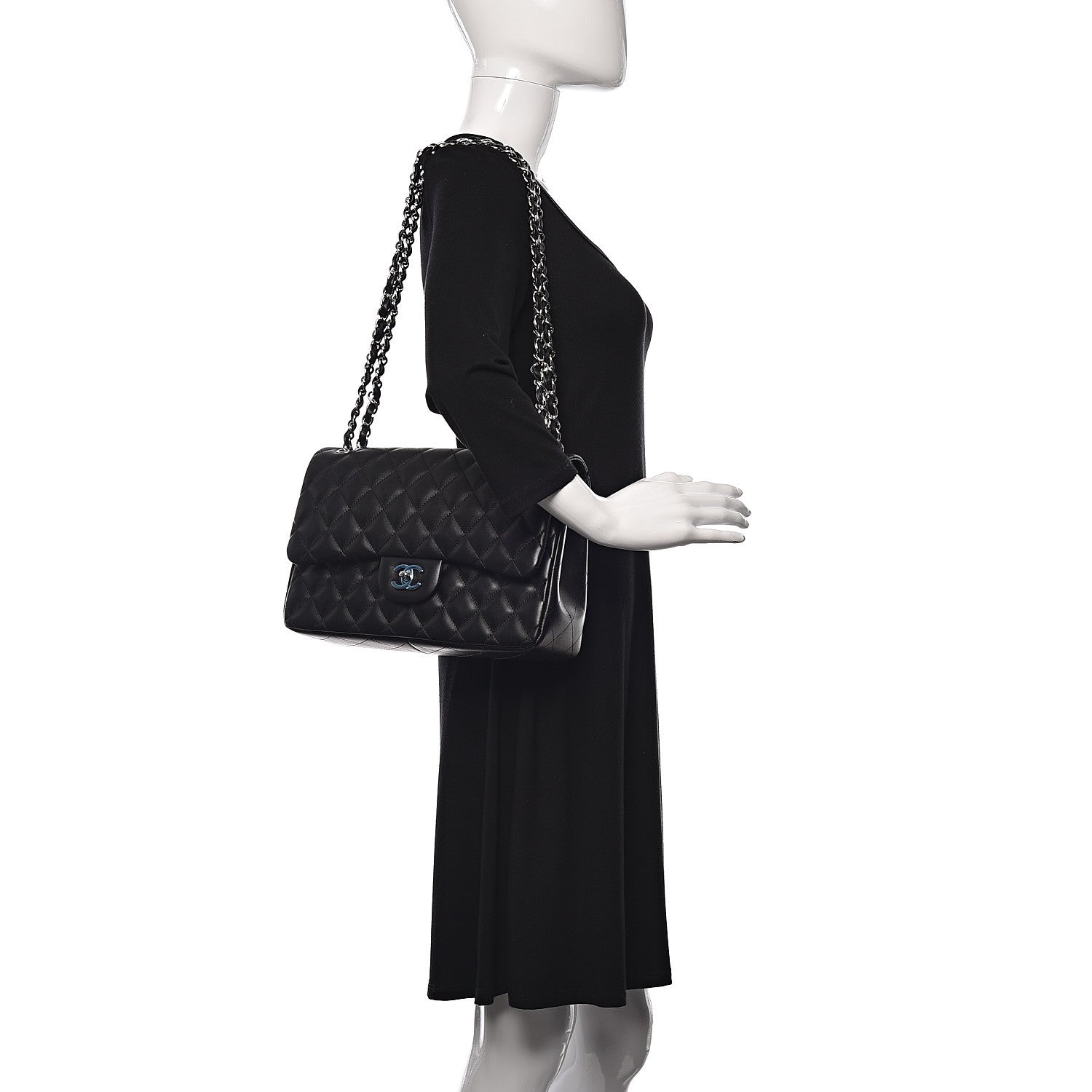 Chanel Lambskin Quilted Jumbo Double Flap Black 2 of 11