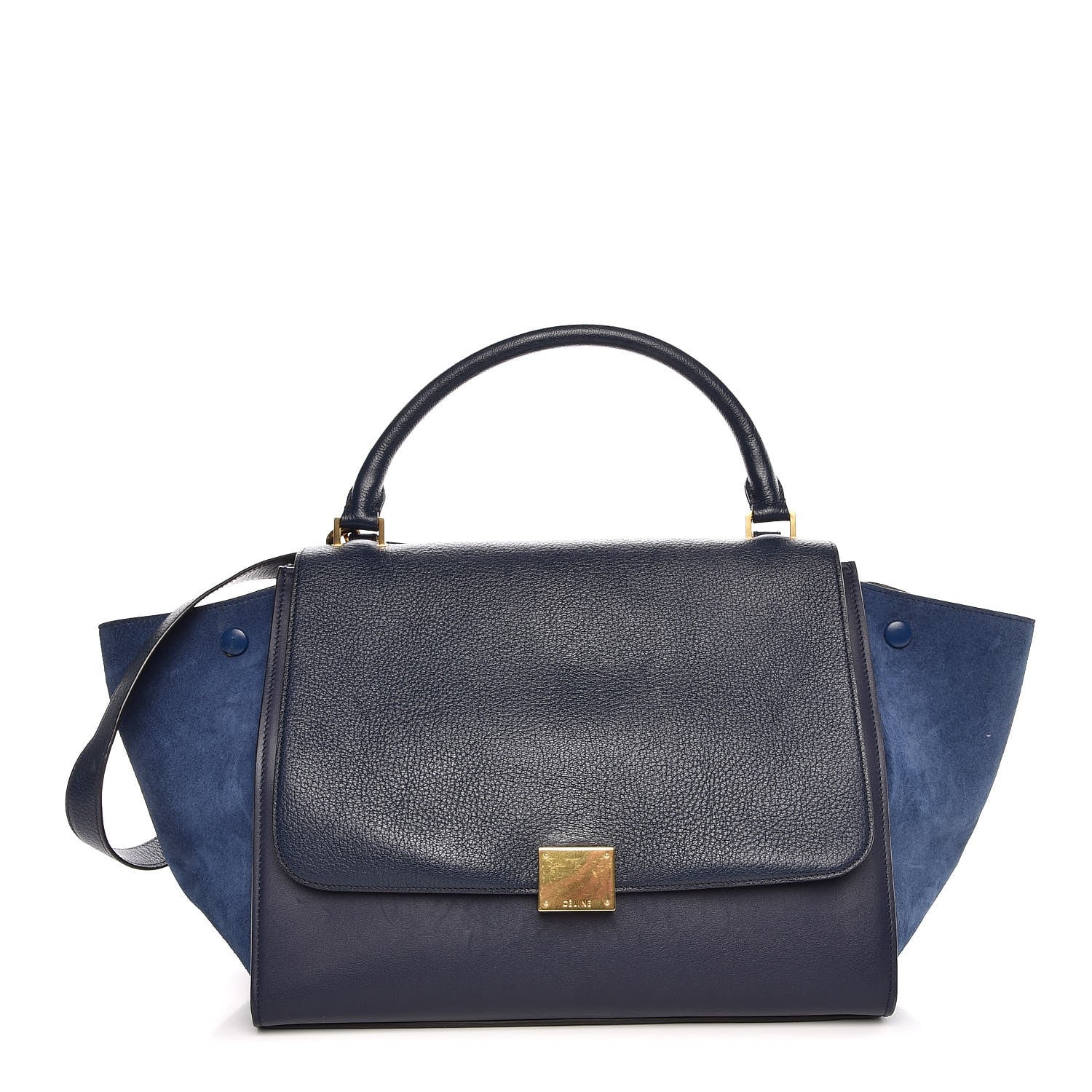 Celine Drummed Calfskin Suede Medium Trapeze Ocean Blue 1 of 11