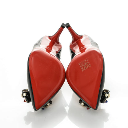 Christian Louboutin Nappa Patent Tudorchic 70 Pumps 38 Black 5 of 7