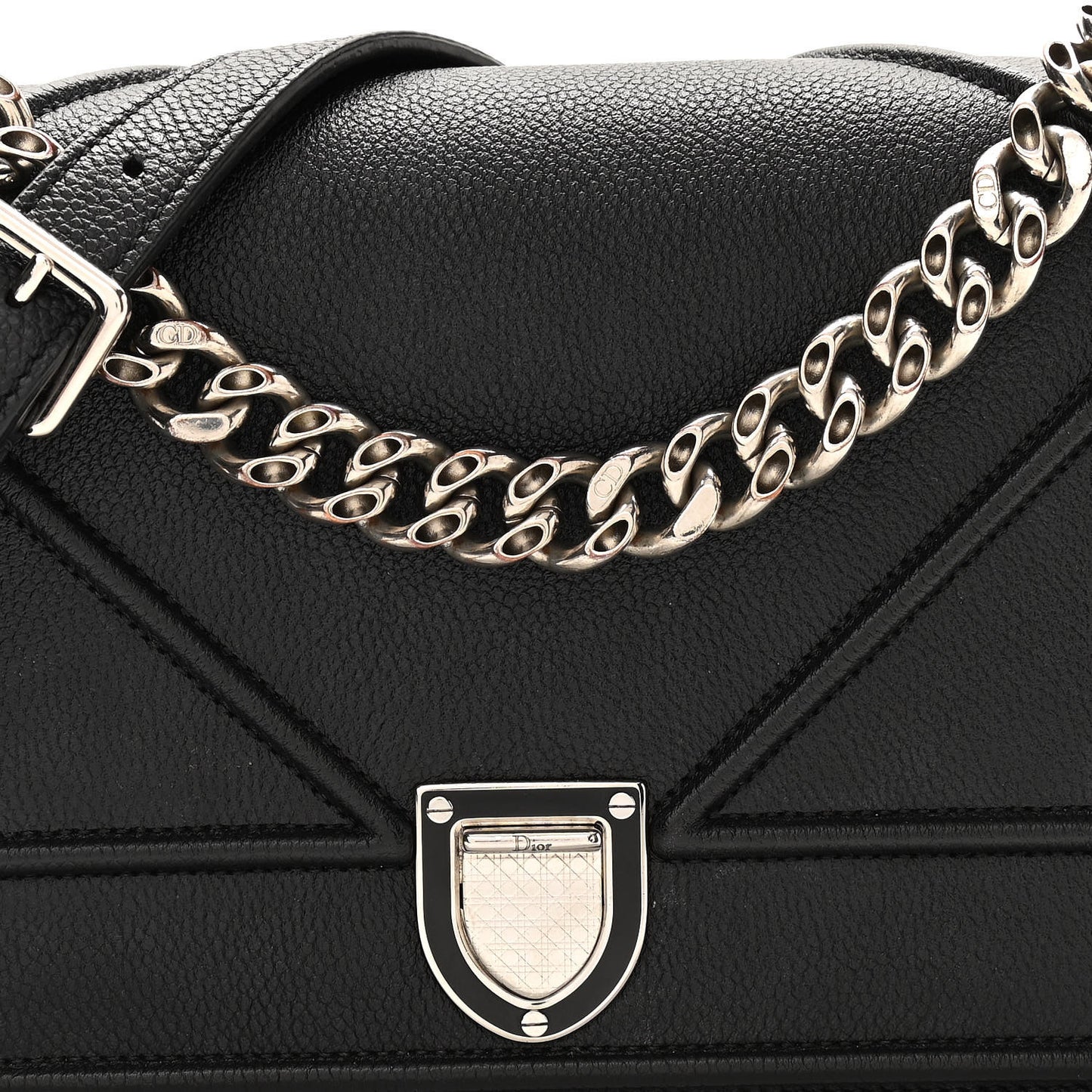 Grained Calfskin Medium Diorama Flap Bag Black