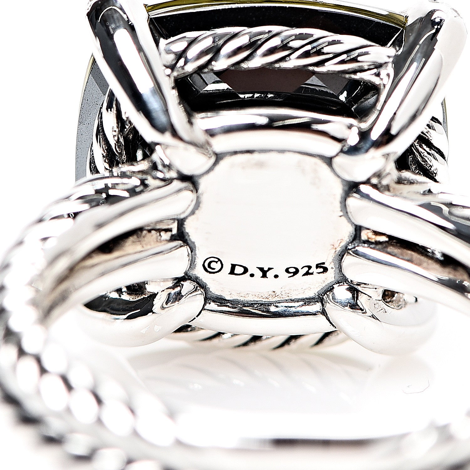 David Yurman Sterling Silver Diamond Green Orchid 14mm Chatelaine Ring 54 7 4 of 5
