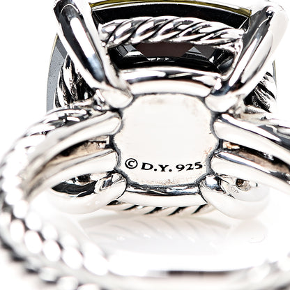 David Yurman Sterling Silver Diamond Green Orchid 14mm Chatelaine Ring 54 7 4 of 5