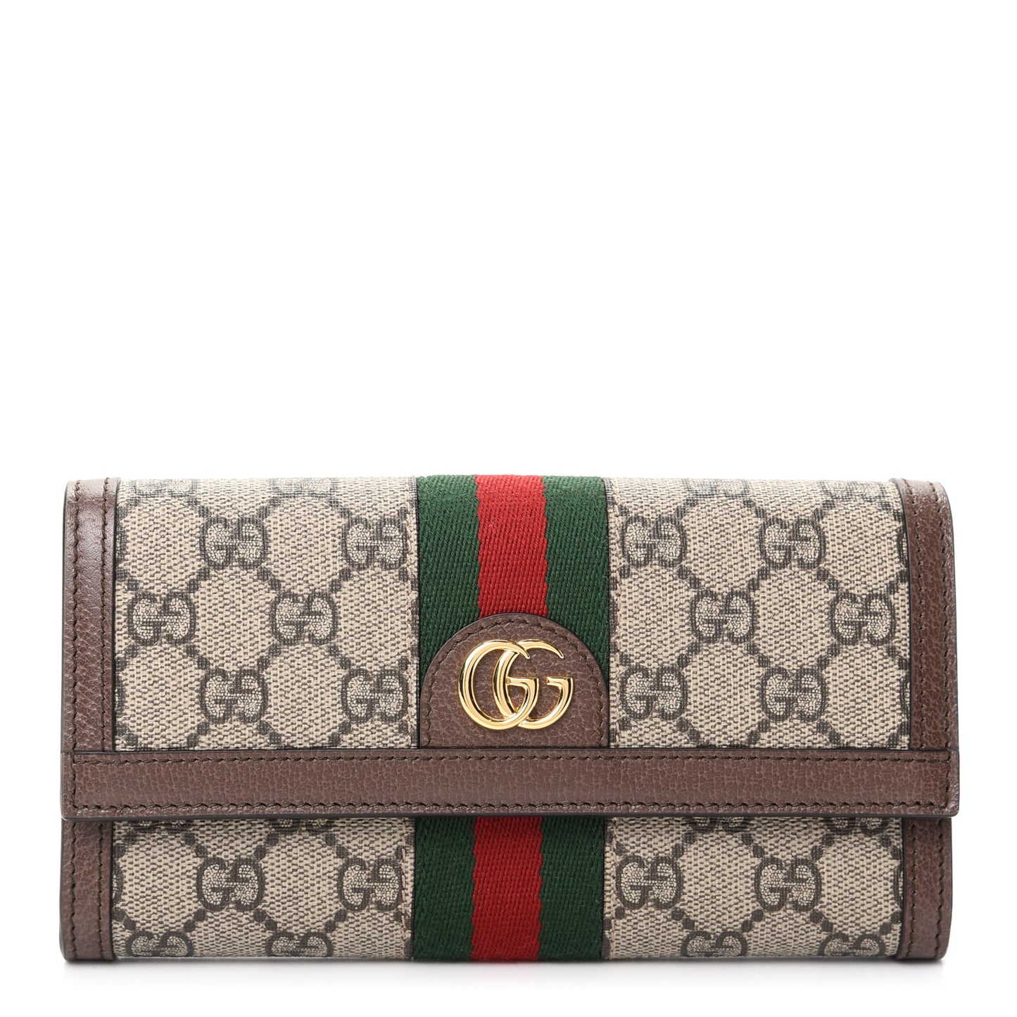 GG Supreme Monogram Web Ophidia Continental Wallet Brown