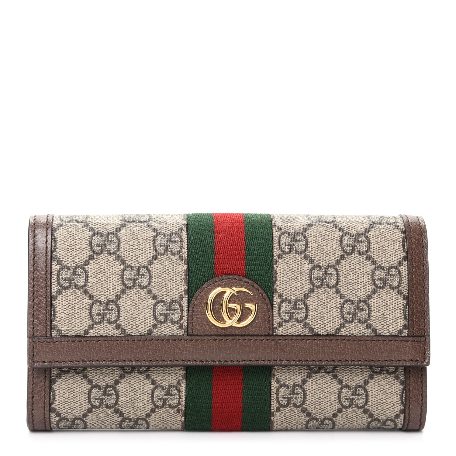 Gucci GG Supreme Monogram Web Ophidia Continental Wallet Brown 1 of 7