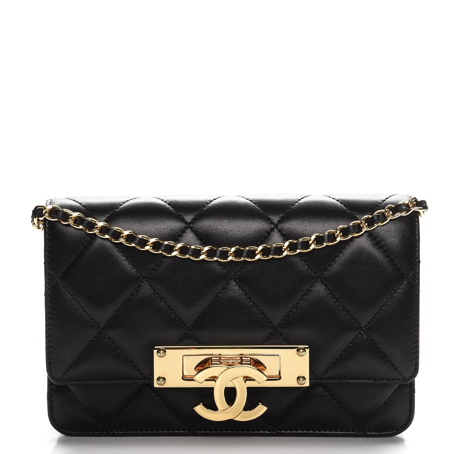 Chanel Lambskin Quilted Golden Class Wallet on Chain WOC Black 1 of 9