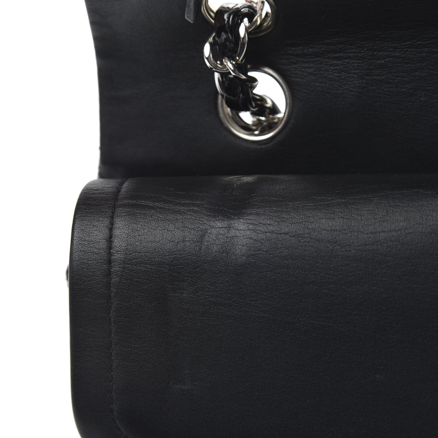 Patent Quilted Medium Double Flap Black