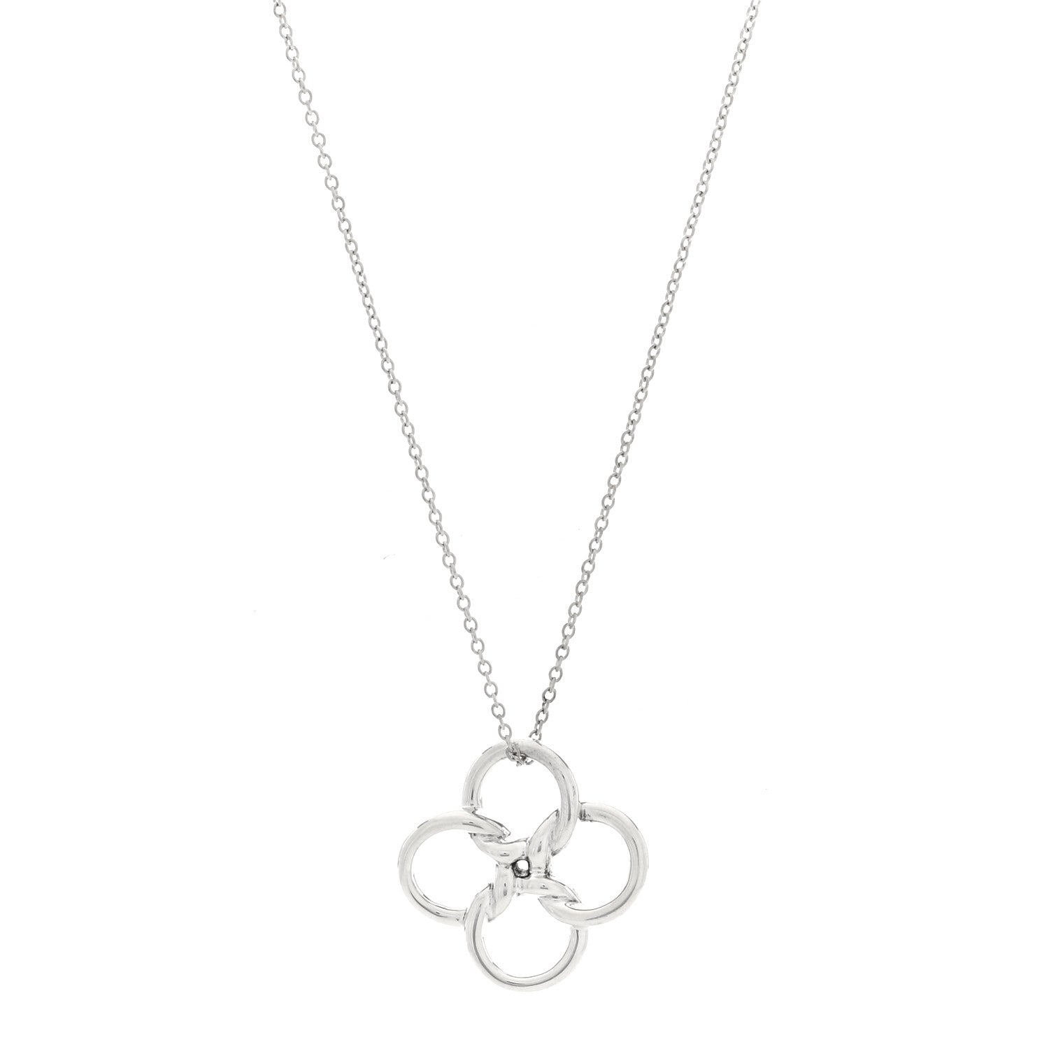 Tiffany Sterling Silver Elsa Peretti Quadrifoglio Pendant Necklace 1 of 4