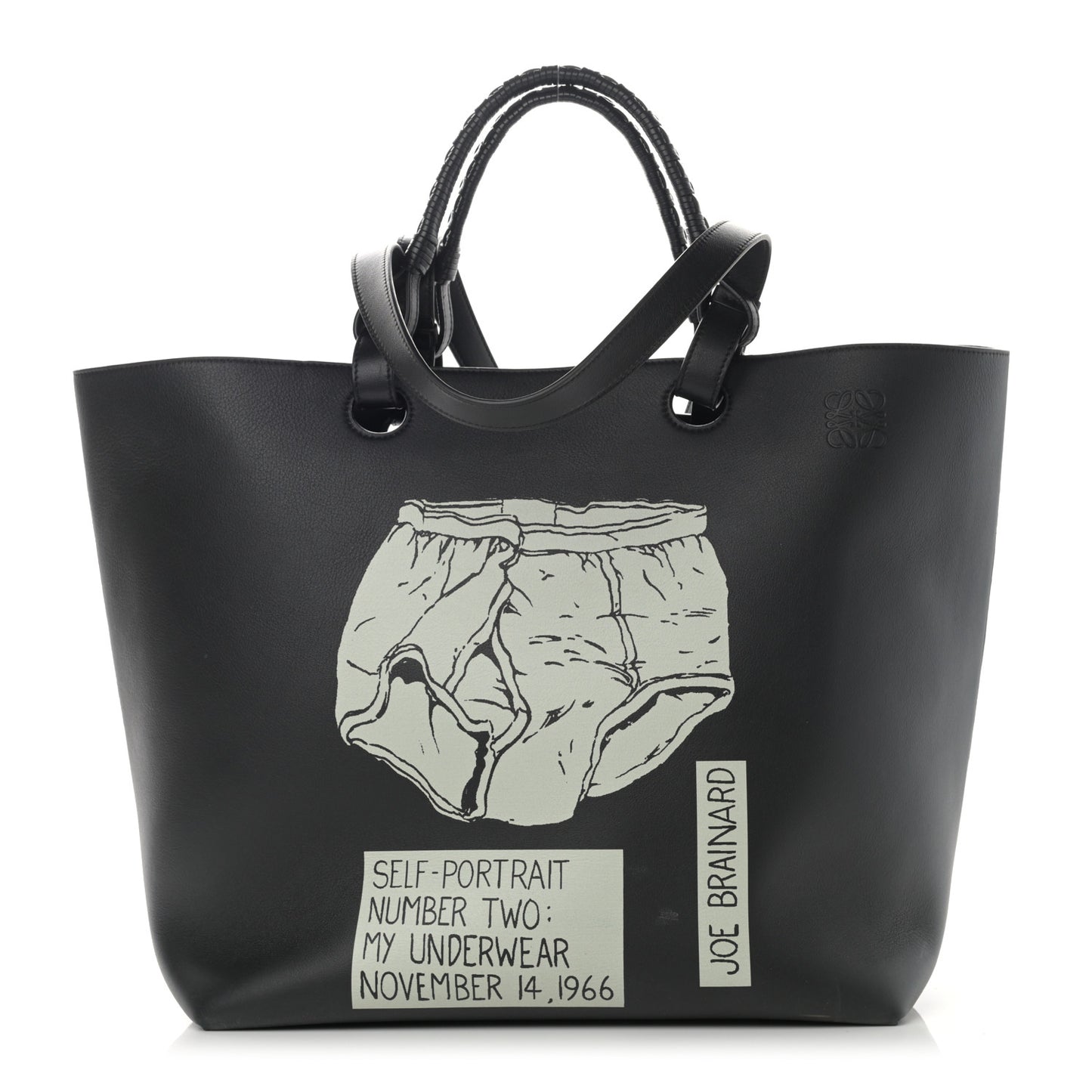 Calfskin Underwear Print Large Double Handle Tote Black