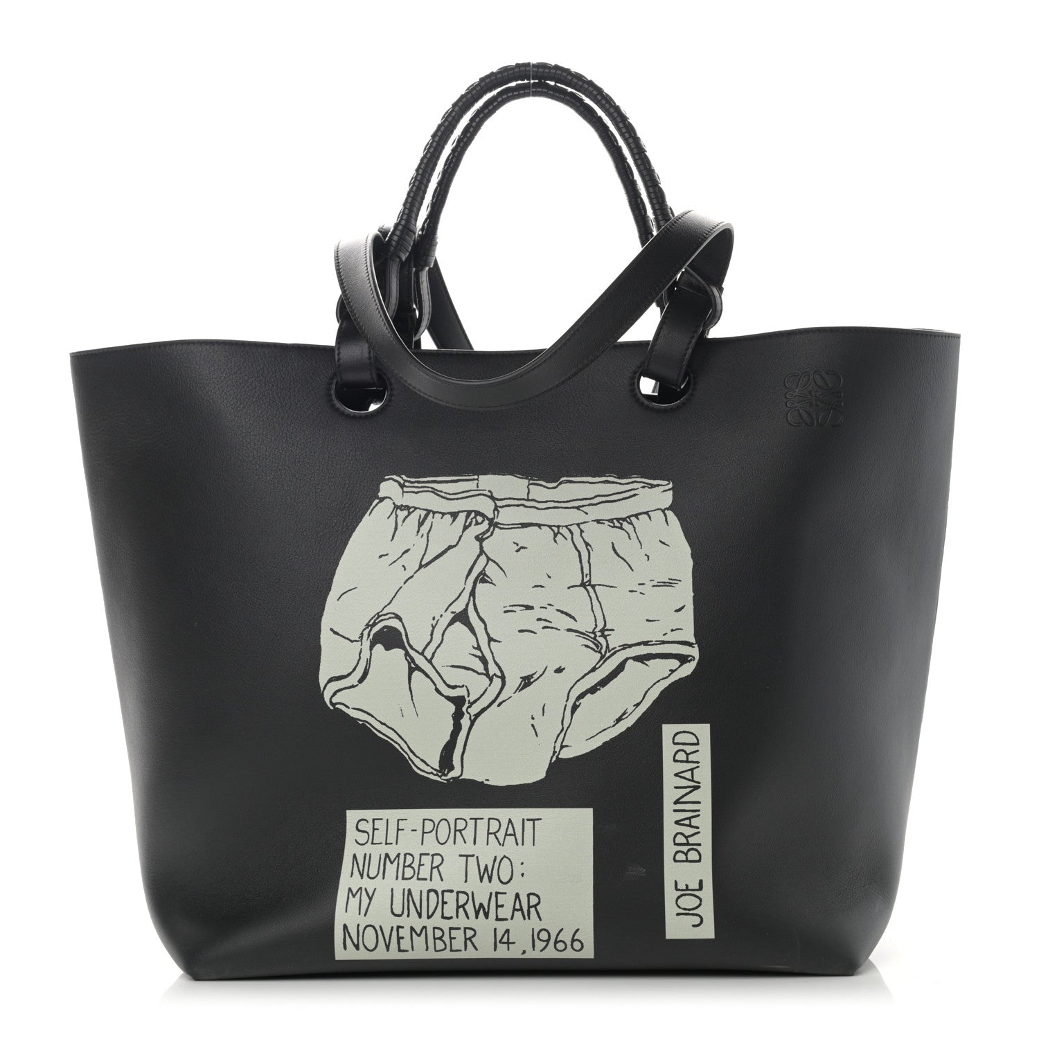 Loewe Calfskin Underwear Print Large Double Handle Tote Black 1 of 17