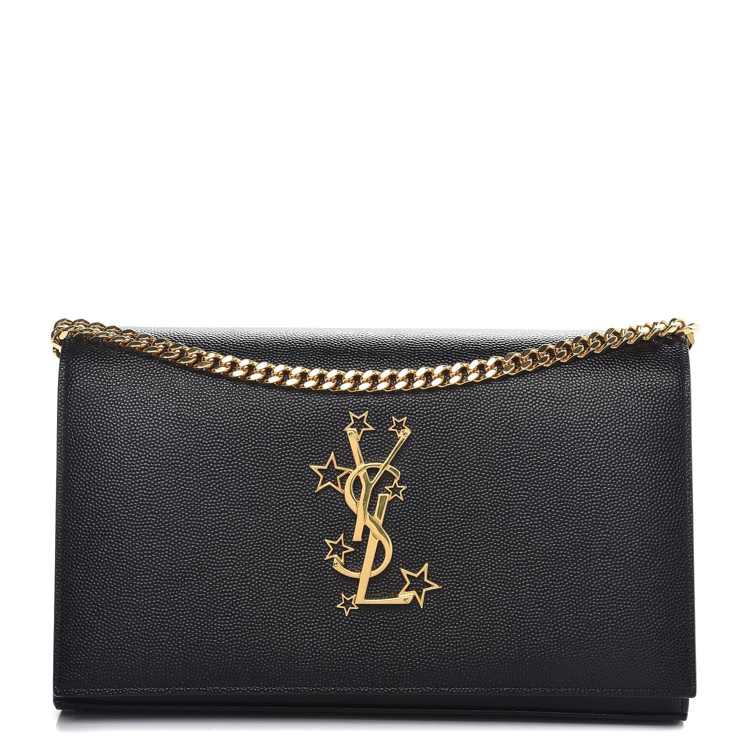 Saint Laurent Grain De Poudre Star Studded Monogram Wallet on Chain Black 1 of 8