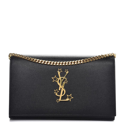 Saint Laurent Grain De Poudre Star Studded Monogram Wallet on Chain Black 1 of 8