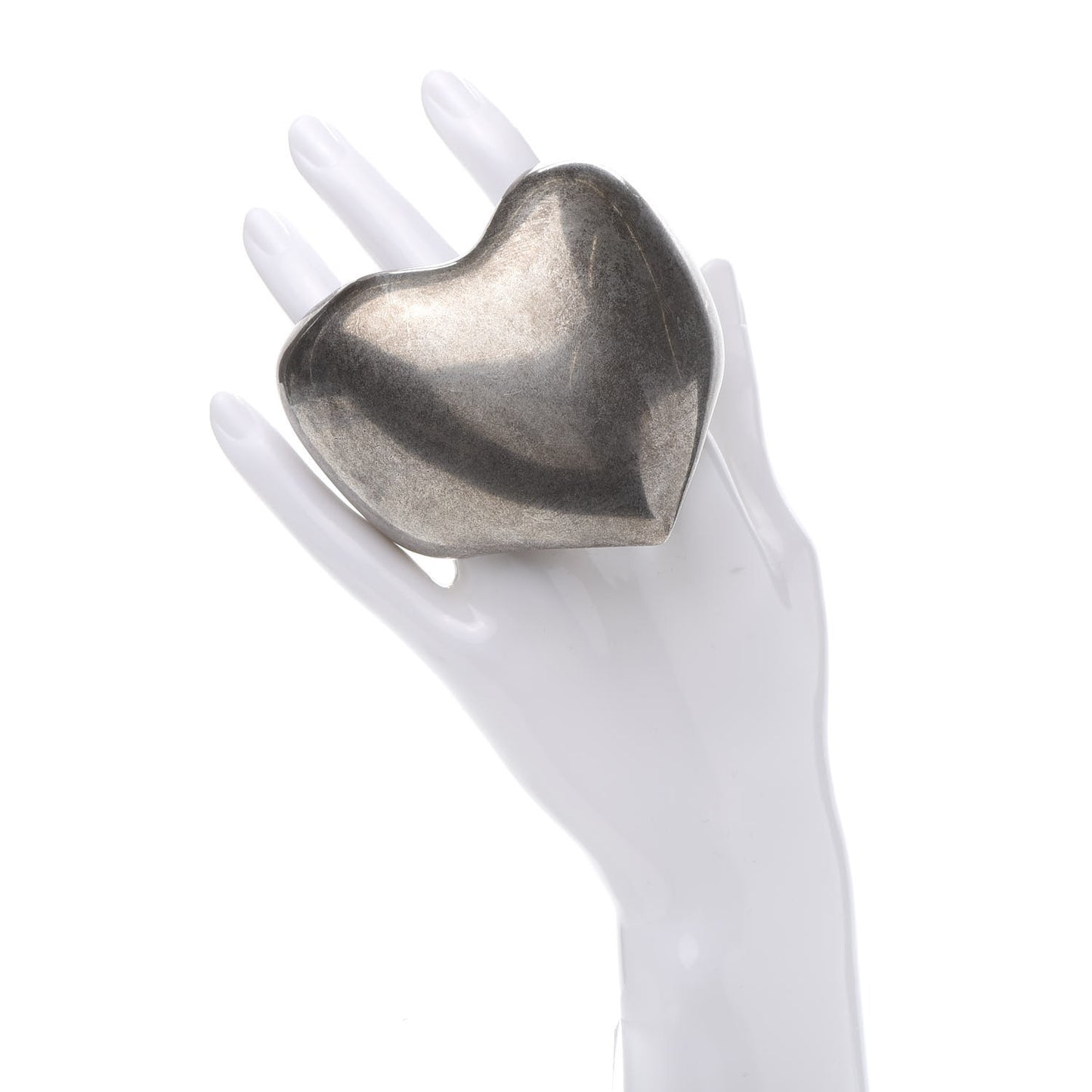 Brass Heart Cuff Bracelet Palladium