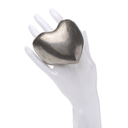 Saint Laurent Brass Heart Cuff Bracelet Palladium 2 of 5
