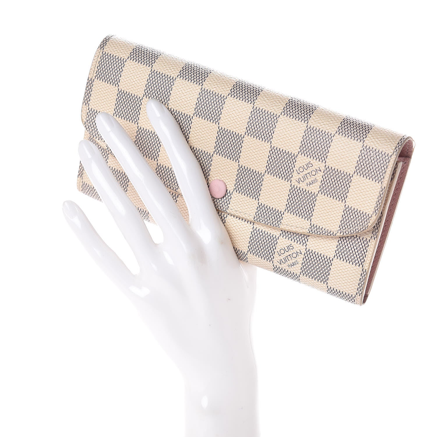 Louis Vuitton Damier Azur Emilie Wallet Rose Ballerine 2 of 7