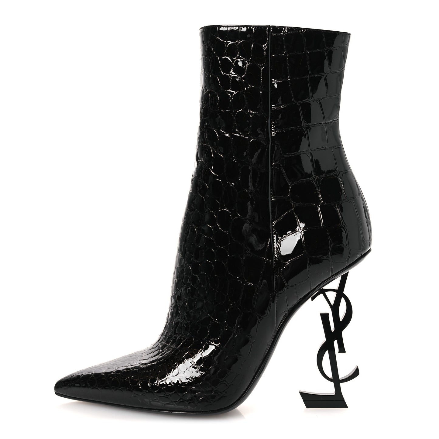 Alligator Embossed Patent Calfskin Opyum 110 Ankle Boots 38 Black