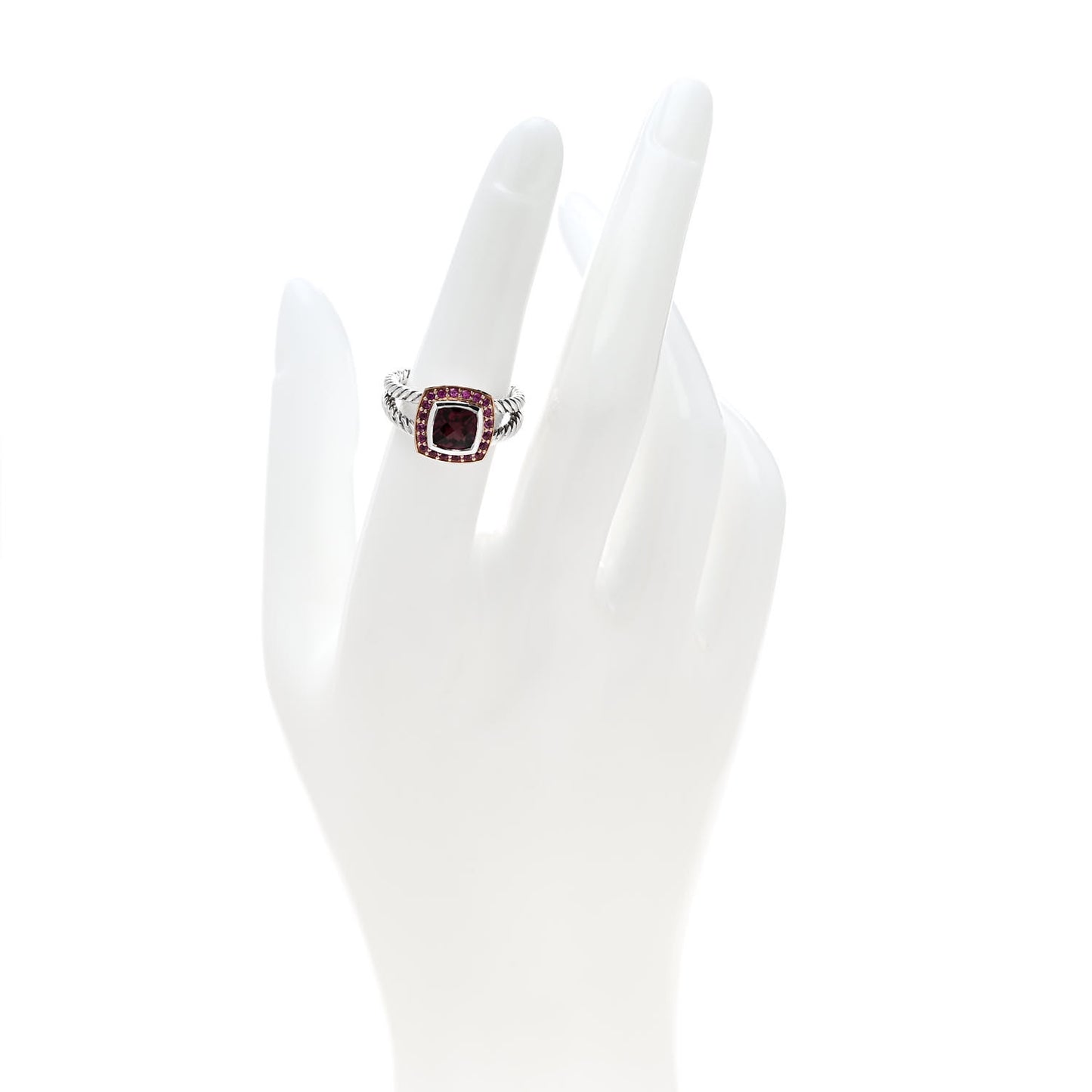 Sterling Silver 18K Rose Gold Pink Sapphire Garnet 7mm Petite Albion Ring 52 6