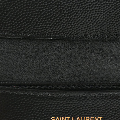 Saint Laurent Grain De Poudre Matelasse Chevron Monogram Flap Card Case Black 11 of 12