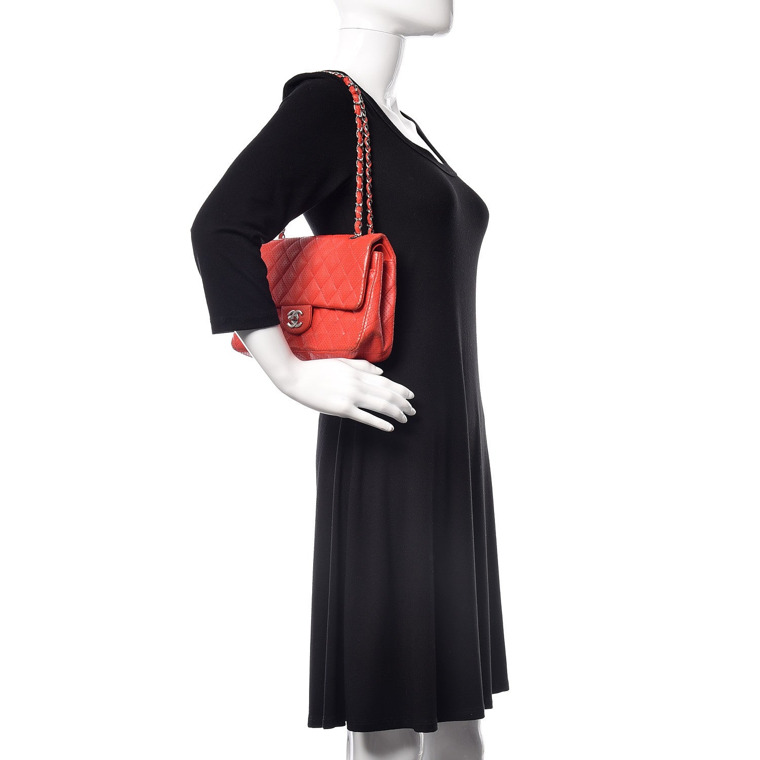 Chanel Lambskin Perforated Medium Double Flap Red 2 of 14