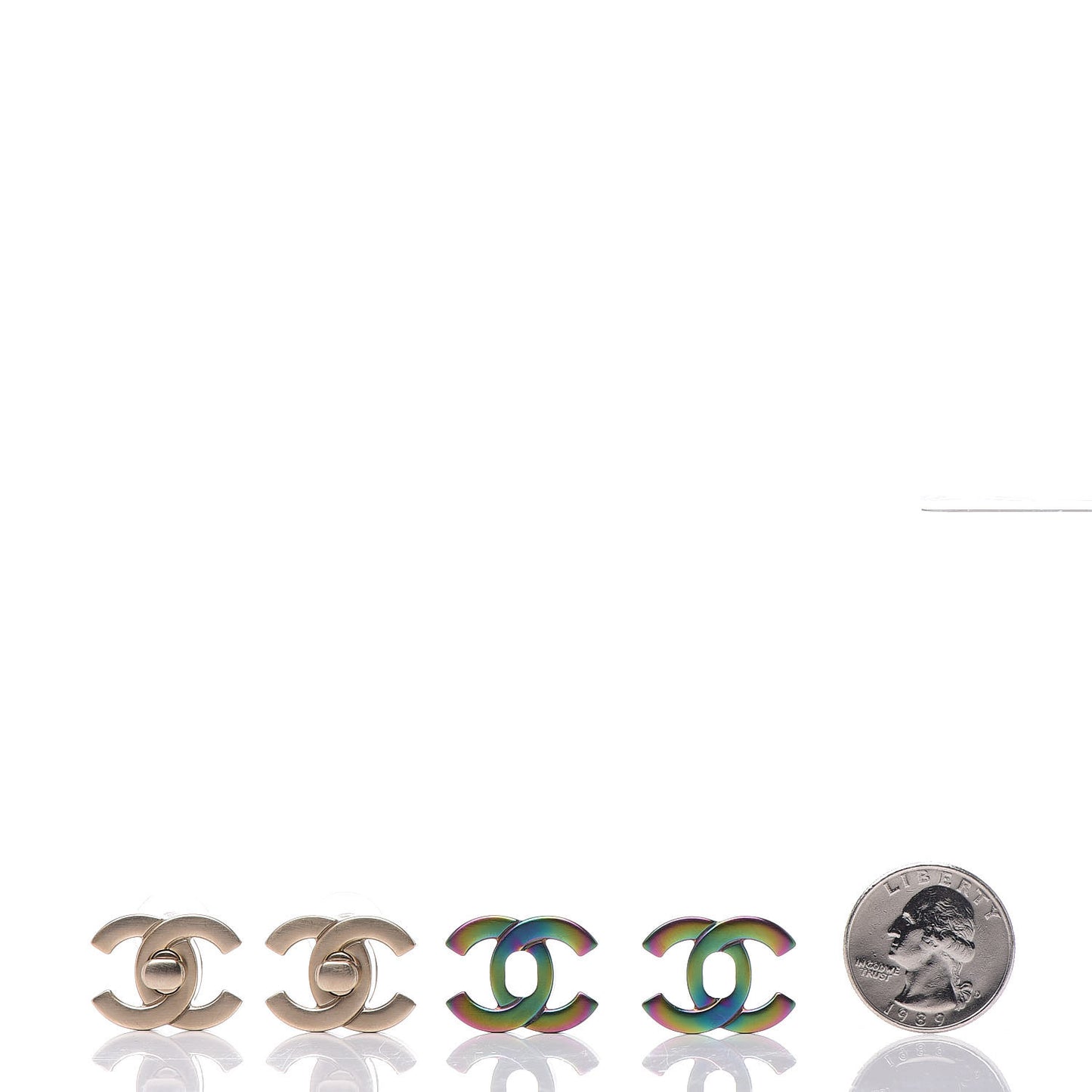 CC Turnlock Interchangeable Earrings Gold Iridescent