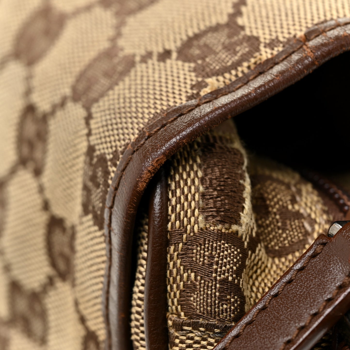 Monogram Flap Pocket Messenger Bag Beige Dark Brown