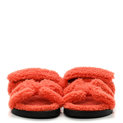 Hermes Woolskin Womens Chypre Sandals 38 Orange 2 of 8