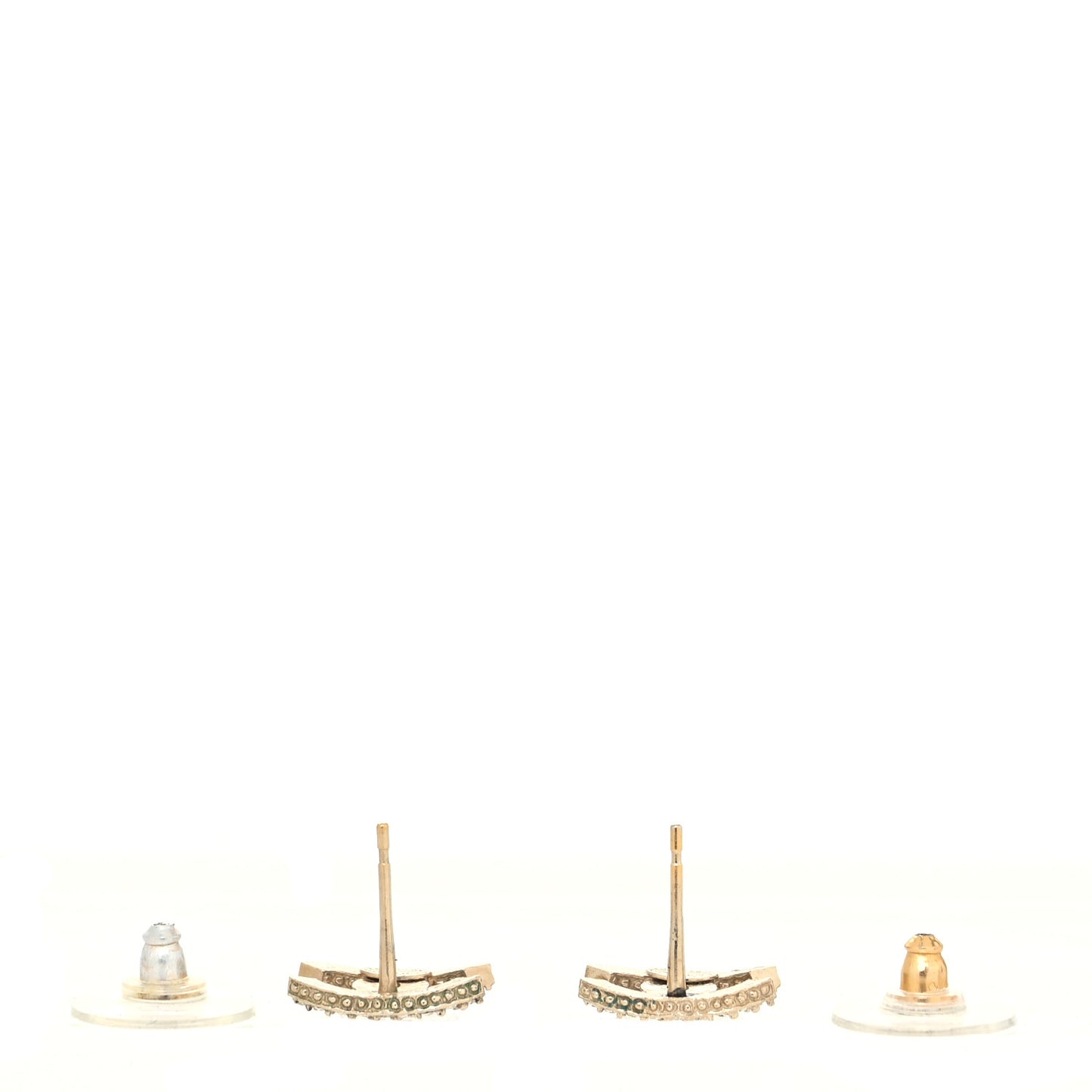 Metal Crystal CC Earrings Gold