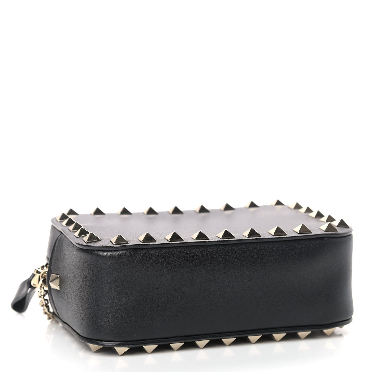 Calfskin Small Rockstud Chain Camera Crossbody Bag Black