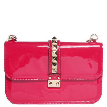 Valentino Garavani Patent Large Glam Lock Rockstud Flap Cyclamin 1 of 24